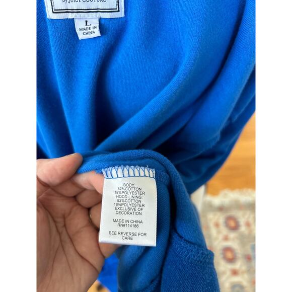 Vintage Juicy Couture Cobalt Blue Terry Cloth Zip Up Hoodie - Picture 5 of 6